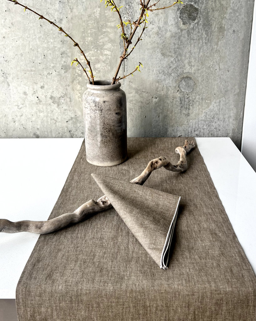 TABLE RUNNER - TAN CHAMBRAY