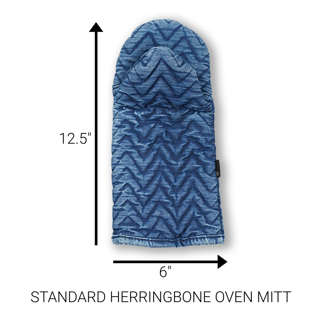 BUNDLE - STANDARD HERRINGBONE OVEN MITT, PAN HANDLE HOLDER AND HERRINGBONE TRIVET/POT HOLDER (MEDIUM VINTAGE)